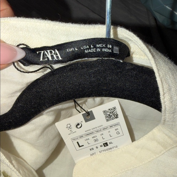 ZARA Cream Embroidered Button-Down Dress - Picture 2 of 3